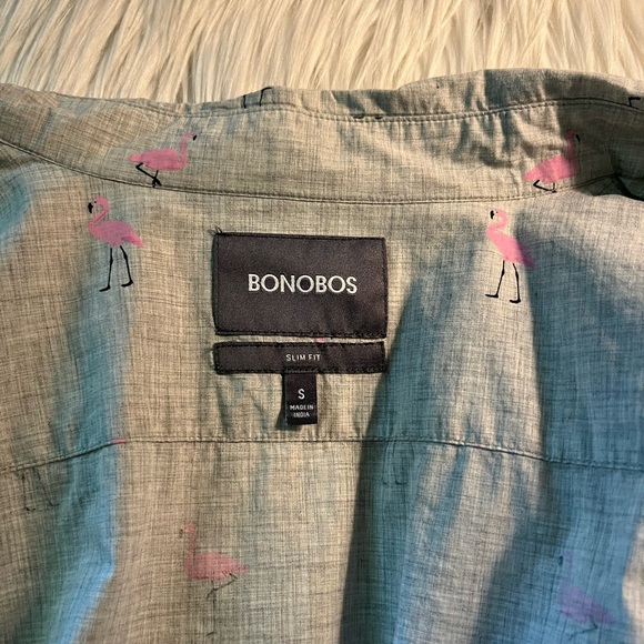 BONOBOS 🦩pink flamingo coastal beach slim fit long sleeve shirt - Picture 2 of 8